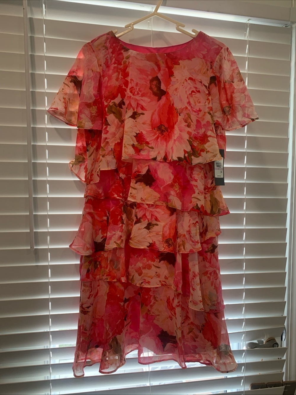 Jessica Howard Floral Tiered Ruffle Dress in Pink NWT Sz 6P